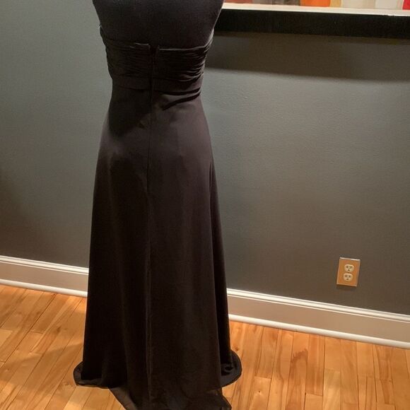 Morilee black gathered bodice crystal broach chiffon maxi, NWT, size 4 - Picture 8 of 11